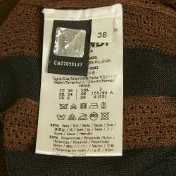 Pre Owned Fendi Brown/Black Striped Knit Turtle Neck Top S