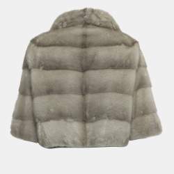Pre Owned Fendi Grey Real Fur and Genuine Leather Jacket M