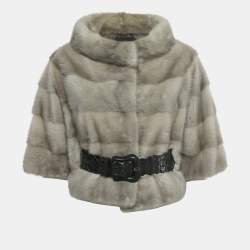 Pre Owned Fendi Grey Real Fur and Genuine Leather Jacket M