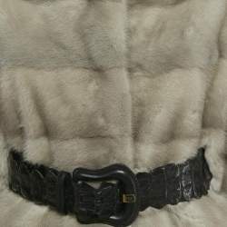Pre Owned Fendi Grey Real Fur and Genuine Leather Jacket M