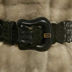 Pre Owned Fendi Grey Real Fur and Genuine Leather Jacket M