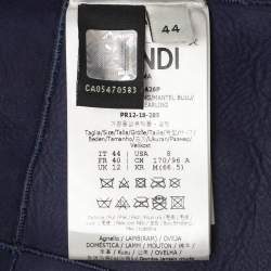 Pre Owned Fendi Navy Blue Shearling Long Coat M