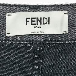 Pre Owned بنطلون جينز فنندي رمادي دني طويل نحيف مقاس صغير / الخصر 28 بوصة