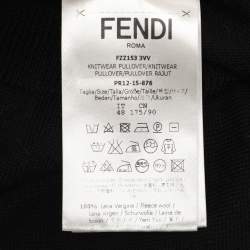 مملوكة مسبقًا Fendi Black Wool Monster Eye Applique Detail Sweatshirt L