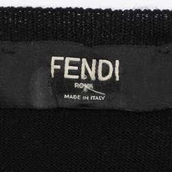 مملوكة مسبقًا Fendi Black Wool Monster Eye Applique Detail Sweatshirt L
