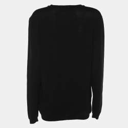مملوكة مسبقًا Fendi Black Wool Monster Eye Applique Detail Sweatshirt L