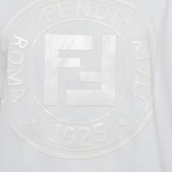 Pre Owned تي شيرت فاندي قطن أبيض بشعار FF وياقة دائرية مقاس متوسط