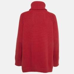 مملوكة مسبقًا سترة فيندي حمراء تطريز FF صوف وكشمير مقاس صغير (سمول)