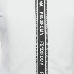 مملوكة مسبقًا جاكيت فنْدي جيرسي أبيض بسحاب للتمارين مقاس صغير - سمول