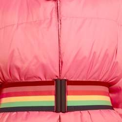 مملوكة مسبقًا جاكيت منفوخ قابل للعكس بطبعة إف إف باللونين البني والوردي من فندي، قياس متوسط