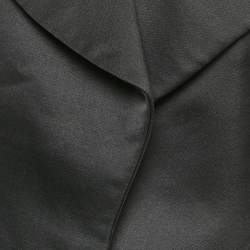 مملوكة مسبقًا Fendi Black Floral Patterned Wool Blend Open Front Coat S