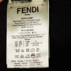 Pre Owned Fendi Black Knit Zucca Detail Off Shoulder Sweater S