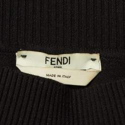 Pre Owned Fendi Black Knit Zucca Detail Off Shoulder Sweater S