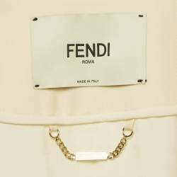 مملوكة مسبقًا معطف كيب من مزيج الصوف بلون الكريم فندي مقاس صغير