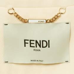 مملوكة مسبقًا Fendi Cream Leather Pocket Wool Belted Shirt L