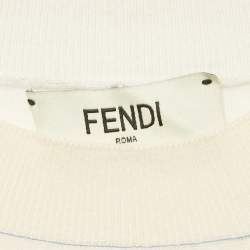 Pre Owned سويتشيرت فيندي قطن بطبعة كريمي مقاس صغير