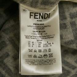 Pre Owned معطف فندي صوف رمادي محزم صغير