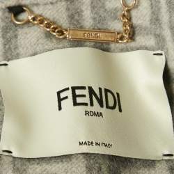 Pre Owned معطف فندي صوف رمادي محزم صغير