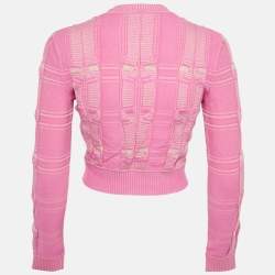 مملوكة مسبقًا سترة فنْدي تريكو بكابل مزج صوف وردي مقاس صغير (سمول)