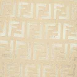 Pre Owned Fendi Beige FF Jacquard Knit Sheer Crew Neck Jumper M