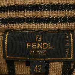 مملوكة مسبقًا Fendi Vintage Brown Zucca Wool Knit Turtle Neck Pullover M