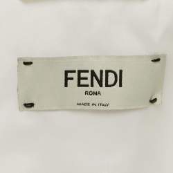 مملوكة مسبقًا Fendi White Logo Print Technical Jersey Ski Jacket M