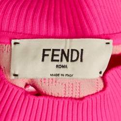 مملوكة مسبقًا Fendi Fluorescent Pink FF Stretch Knit Bodycon Dress S