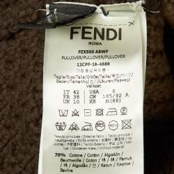 مملوكة مسبقًا بلوفر فنْدي قطن تريكو بدون أكمام بني مقاس وسط