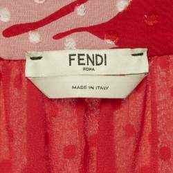مملوكة مسبقًا Fendi Red Floral Print Brocade Mock Neck Maxi Dress S