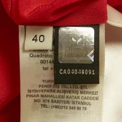 مملوكة مسبقًا Fendi Red Floral Print Brocade Mock Neck Maxi Dress S