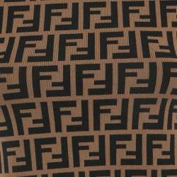 Pre Owned Fendi Brown FF Motif Stretch Knit Short Sleeve Jumper XS