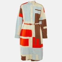 مملوكة مسبقًا فستان فندي قطن بطباعة ألغاز متعدد ة الألوان مقاس متوسط