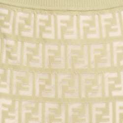 Pre Owned Fendi Green/Cream FF Stretch Knit Pencil Skirt M