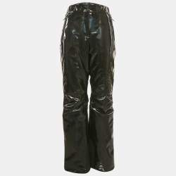 Pre Owned Fendi Black Logo Strip Holographic Synthetic Ski Pants L