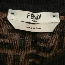 Pre Owned تنورة فندي بني زوكا مونوغرام متوسطة الطول مقاس وسط (ميديوم)