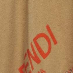 Pre Owned بونشو كشمير مع شراشيب بني/برتقالي فندي مقاس واحد