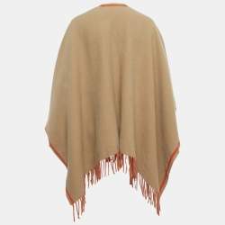 Pre Owned بونشو كشمير مع شراشيب بني/برتقالي فندي مقاس واحد