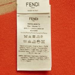 Pre Owned بونشو كشمير مع شراشيب بني/برتقالي فندي مقاس واحد