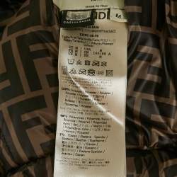 Pre Owned جاكيت داون قابل للعكس نايلون بطباعة زوكا زرقاء فيندي × فيلا مقاس صغير (سمول)