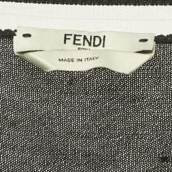 Pre Owned Fendi Black Cashmere Knit Floral Detail Cardigan M