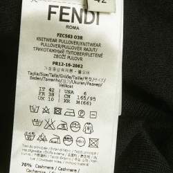Pre Owned Fendi Black Cashmere Knit Floral Detail Cardigan M