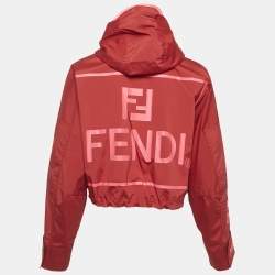 مملوكة مسبقًا Fendi Red Synthetic Amor Short Hooded Jacket XS