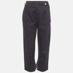 Pre Owned Fendi Dark Blue Denim Pleated High Rise Jeans S/Waist 25"