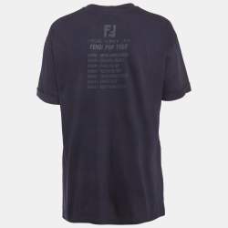 مملوكة مسبقًا Fendi Navy Blue Palace Print Jersey T-Shirt S