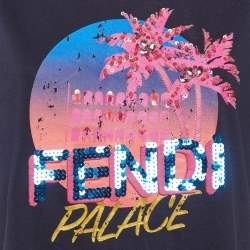 مملوكة مسبقًا Fendi Navy Blue Palace Print Jersey T-Shirt S