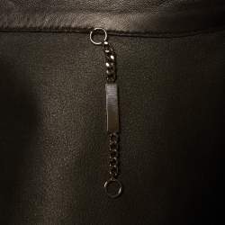 مملوكة مسبقًا Fendi Black Floral Embellished Leather Biker Jacket M