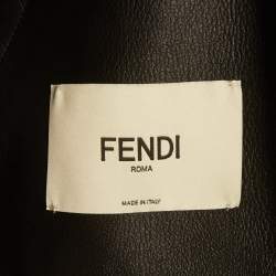 مملوكة مسبقًا Fendi Black Floral Embellished Leather Biker Jacket M