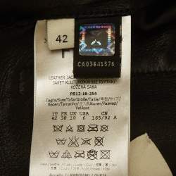 مملوكة مسبقًا Fendi Black Floral Embellished Leather Biker Jacket M