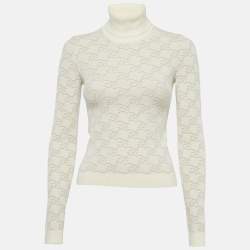Pre Owned Fendi Off-White 3D FF Karligraphy Motif Turtleneck Sweater XS