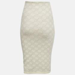 Pre Owned Fendi Off-White 3D FF Karligraphy Motif Midi Skirt XS
